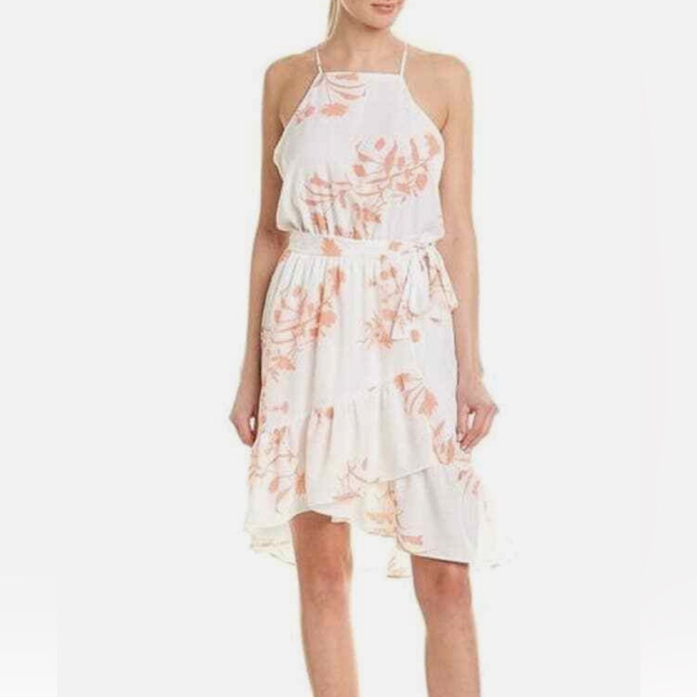 Joie White and Coral Floral Midi Dress Size Small  Luxurious Kentucky Derby